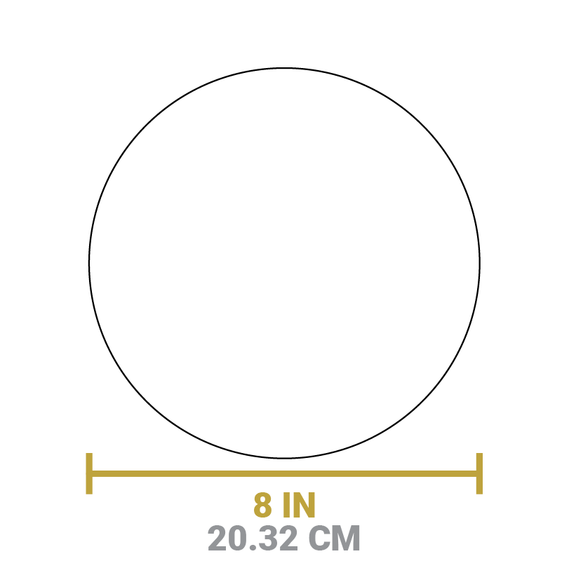 Dimensional drawing of product. Width is 8 inches.