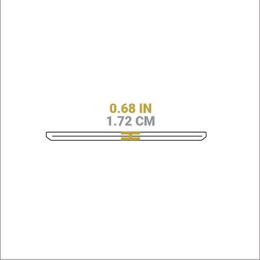 Dimensional drawing of product. Height is 0.68 inches.