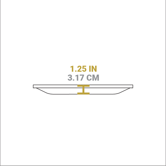Dimensional drawing of product. Height is 1.25 inches.