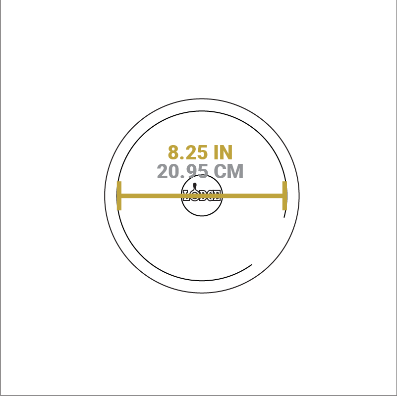 Dimensional drawing of product. Width of flat bottom is 8.25 inches.