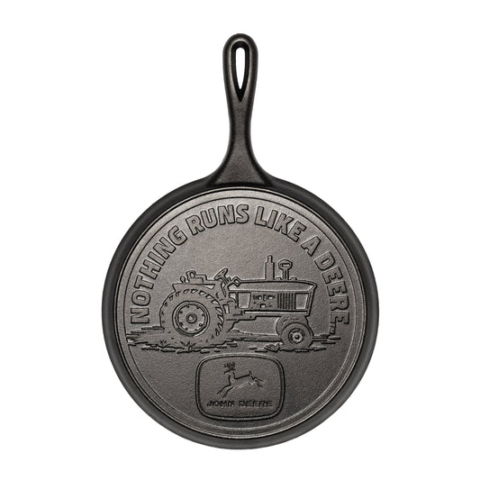 10.5 Inch Seasoned Cast Iron Griddle, John Deere Tractor