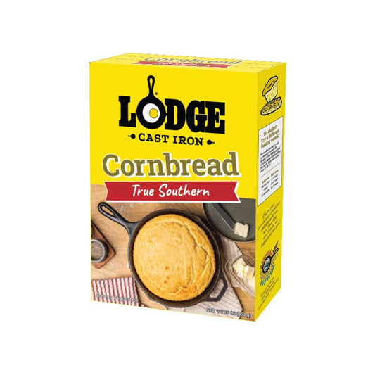 Front of Lodge Cast Iron True Southern Cornbread mix packaging.