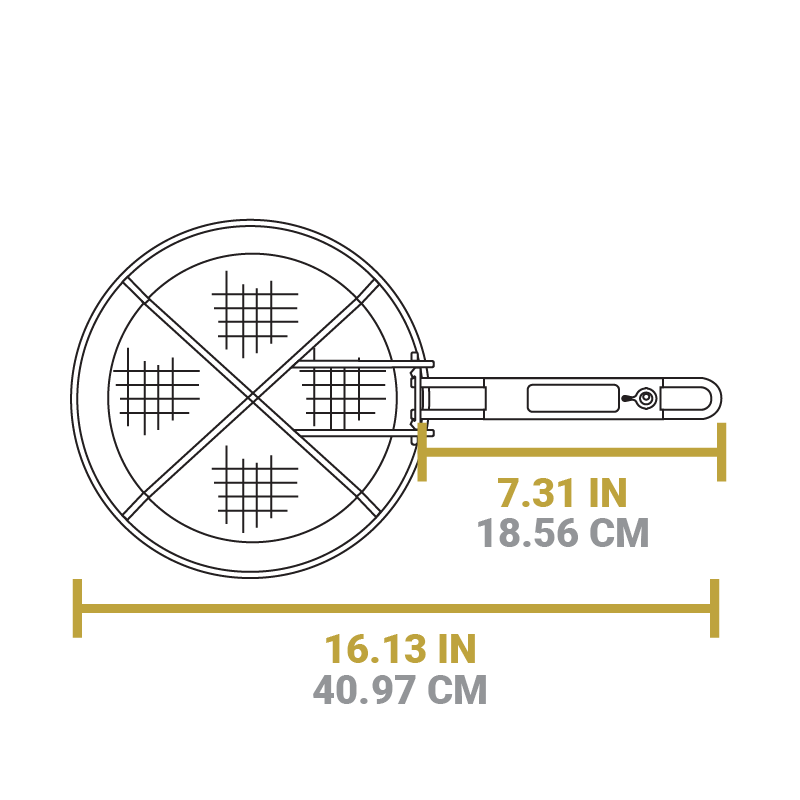 A dimensional drawing of product. Total length is 16.13 inches, length of just handle is 7.31 inches.