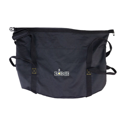 Bag laid flat on whtie table.