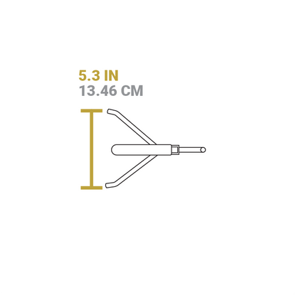 Dimensional drawing of product. Width of lift portion is 5.3 inches.
