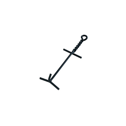 Lid lifter with hook on end to lift handle with 3 arms around it to stabilize lid during transport.