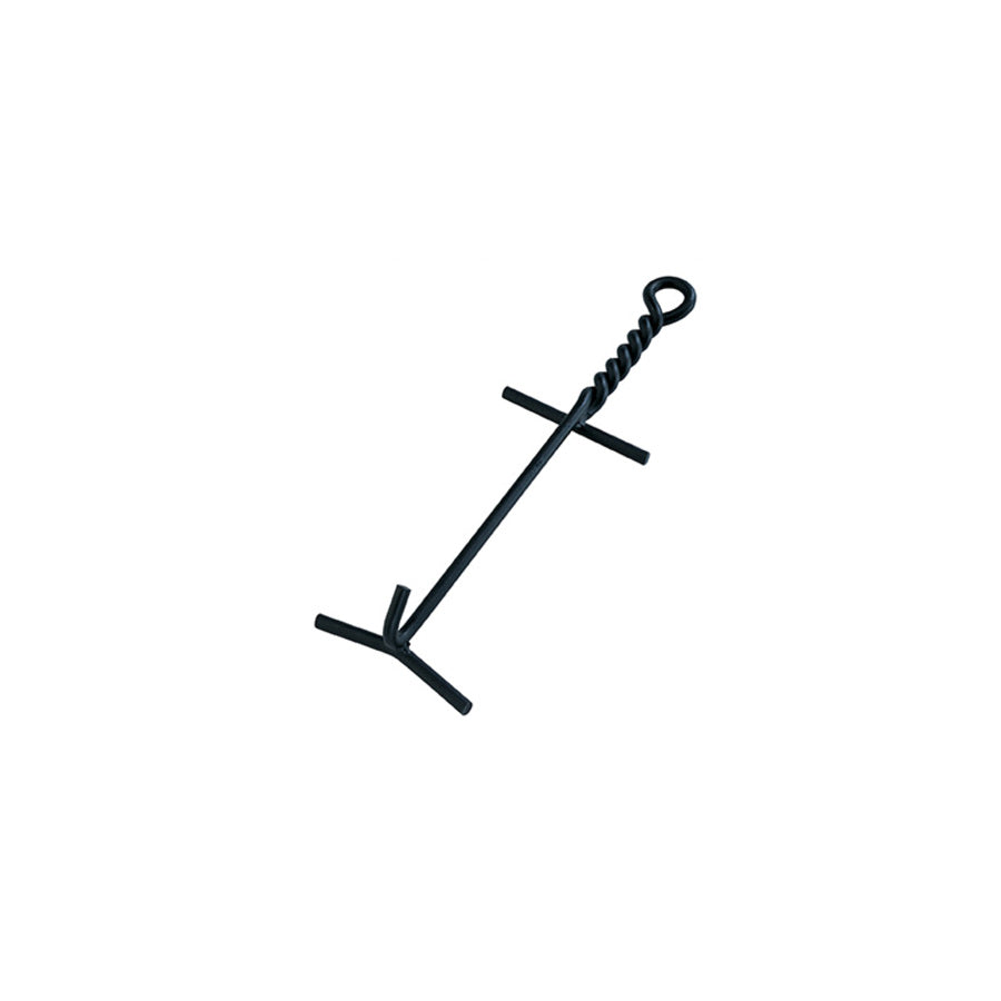 Lid lifter with hook on end to lift handle with 3 arms around it to stabilize lid during transport.