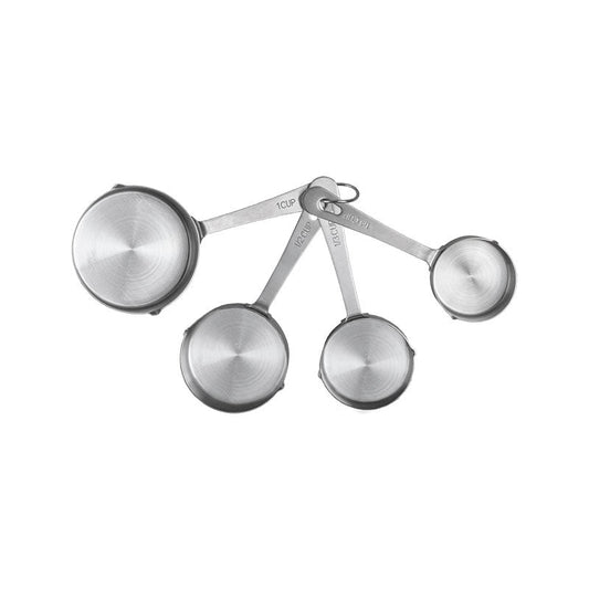 4 measuring spoons connected by a silver ring.