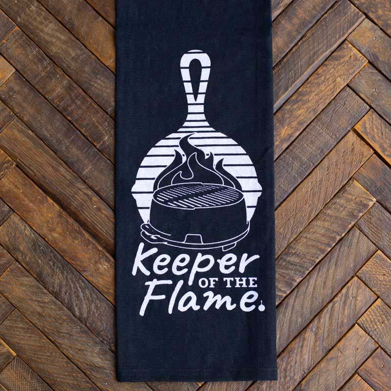 Towel on wooden counter.
