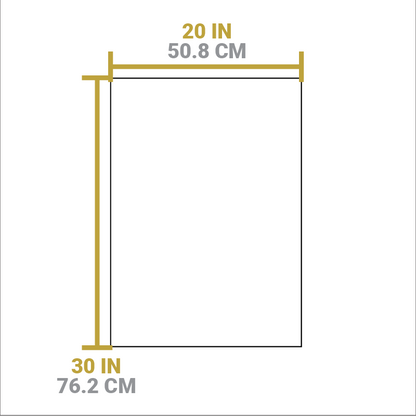 Dimensional drawing of product. Width is 20 inches, length is 30 inches.