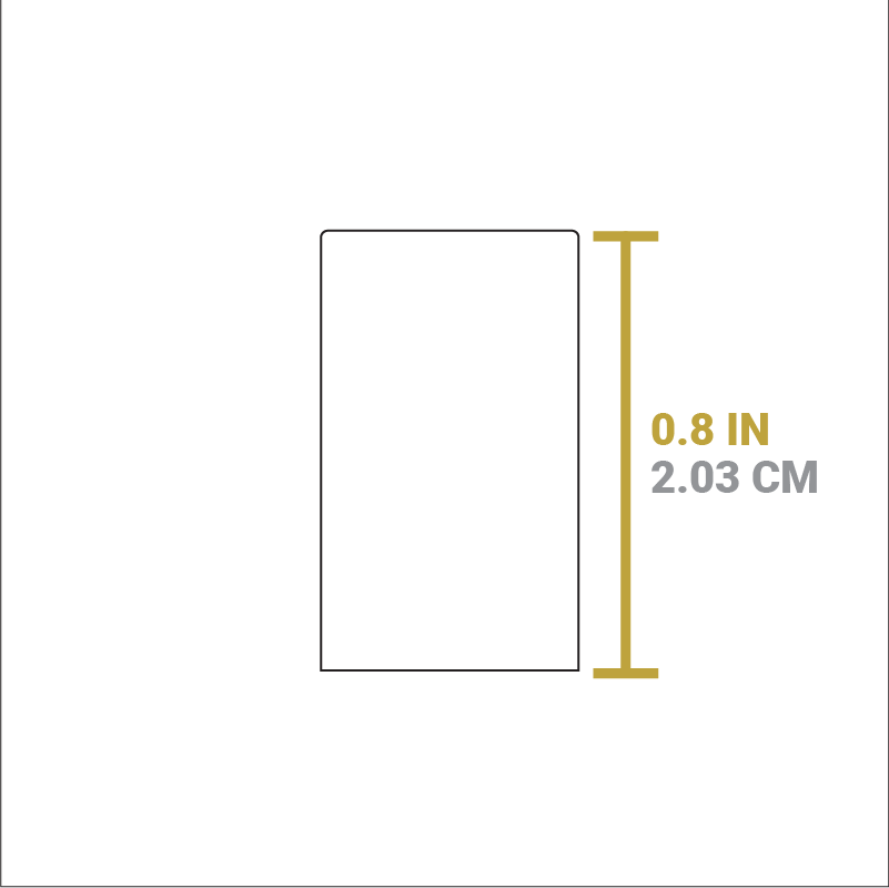 Dimensional drawing of protect. Total length is 0.8 inches.