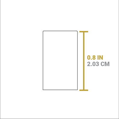 Dimensional drawing of protect. Total length is 0.8 inches.