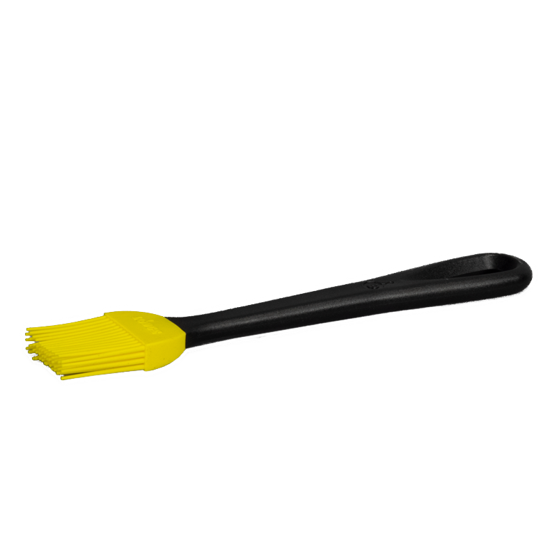 Yellow brush with black handle.