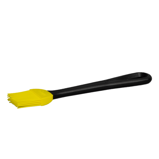 Yellow brush with black handle.