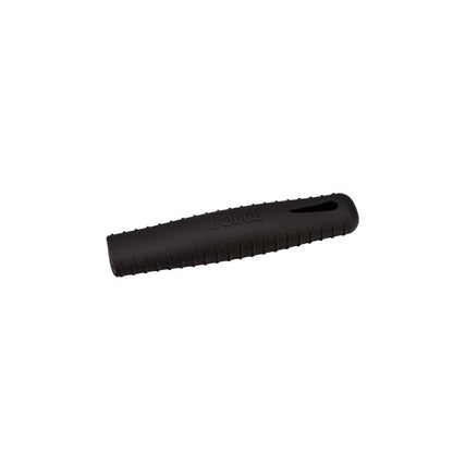 Black silicone handle holder with lines on each side for good grip.