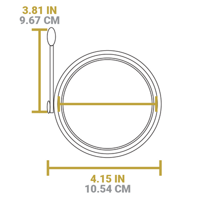 Dimensional drawing of product. Width is 4.15 inches, length of handle is 3.81 inches.