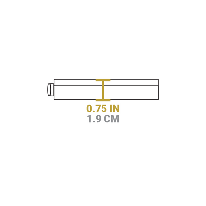 Dimensional drawing of product. Height of ring is 0.75 inches.