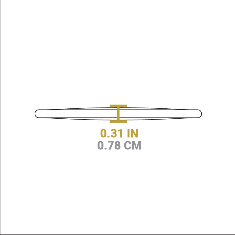 Dimensional drawing of handle holder. Height is 0.31 inches.
