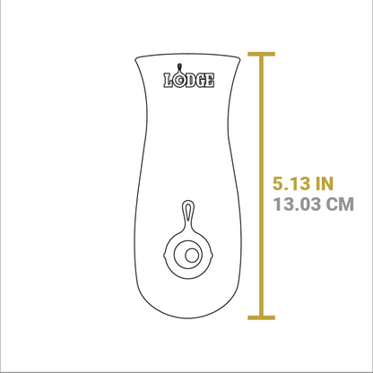 Dimensional drawing of handle holder. Length is 5.13 inches.