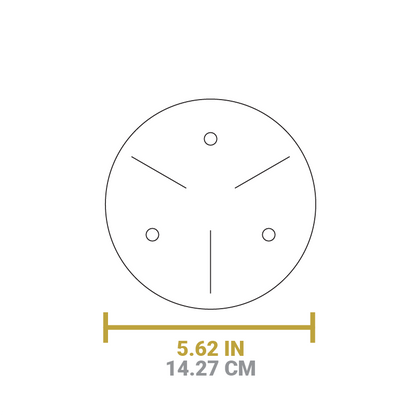 Dimensional drawing of trivet. Product width is 5.62 inches.
