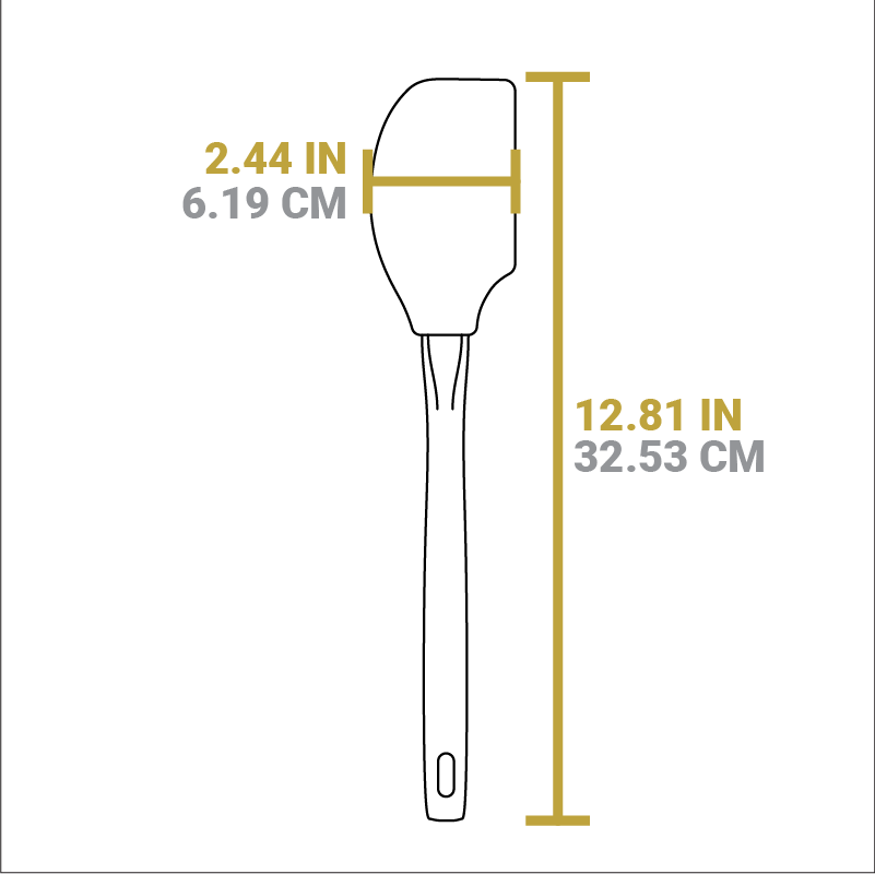 Dimensional drawing of product. Total length is 12.81 inches, width of head is 2.44 inches.