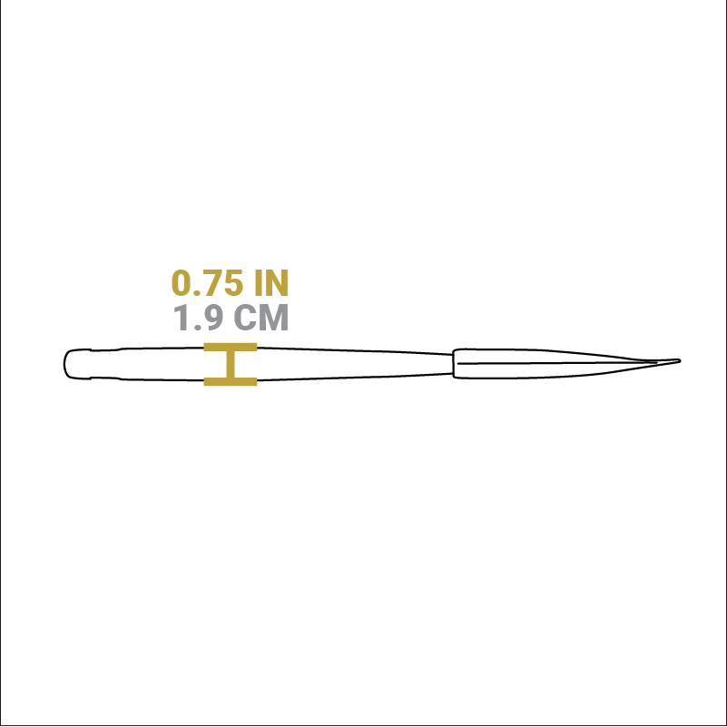 Dimensional drawing of product. Height of handle is 0.75 inches.