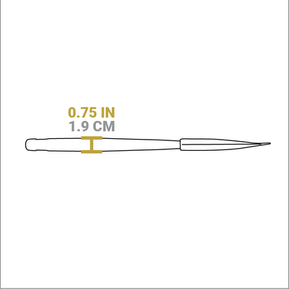 Dimensional drawing of product. Height of handle is 0.75 inches.