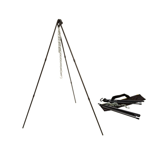 Black tripod with chains on a white background