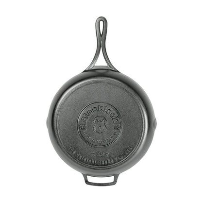 Bottom of skillet featuring the Blacklock collection logo.