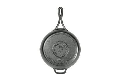 Bottom of skillet featuring the Blacklock collection logo.