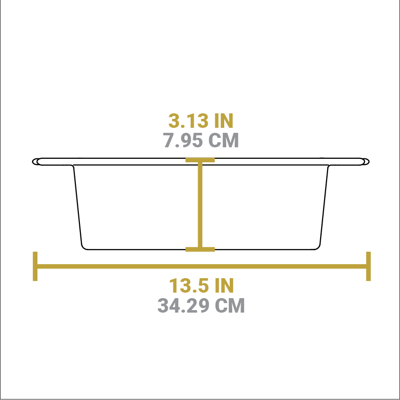 Dimensional drawing of product. Height is 3.13 inches and total width is 13.5 inches.