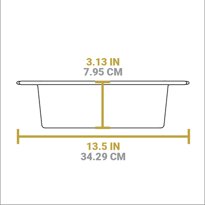 Dimensional drawing of product. Height is 3.13 inches and total width is 13.5 inches.