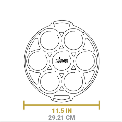 Dimensional drawing of product. Length of pan is 11.5 inches.