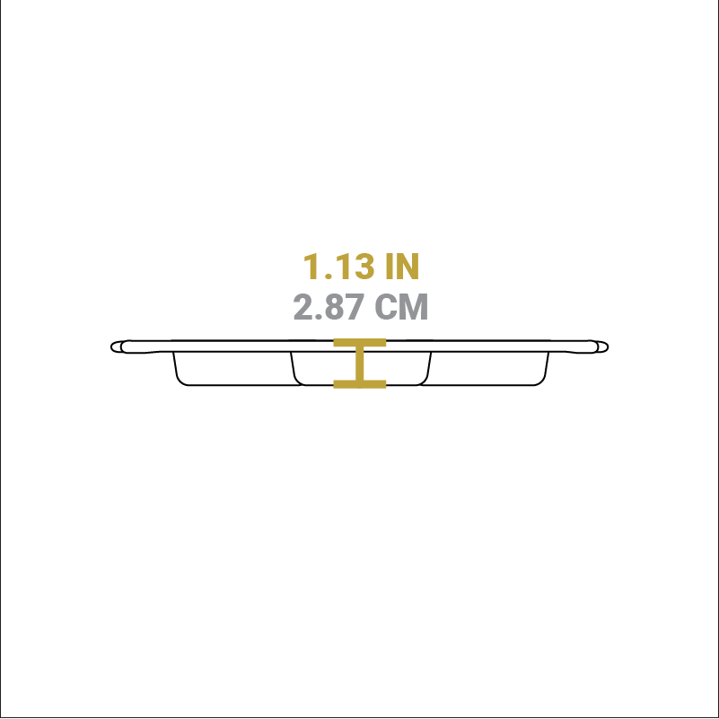 Dimensional drawing of product. Height is 1.13 inches.