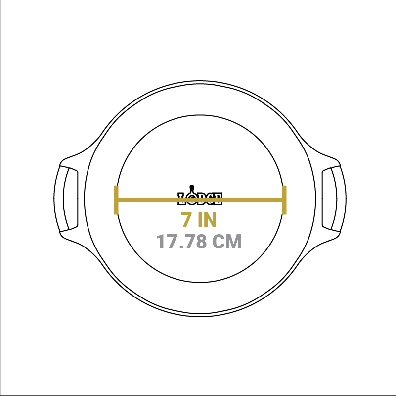 Dimensional drawing of pie pan. Width of flat bottom is 7 inches.