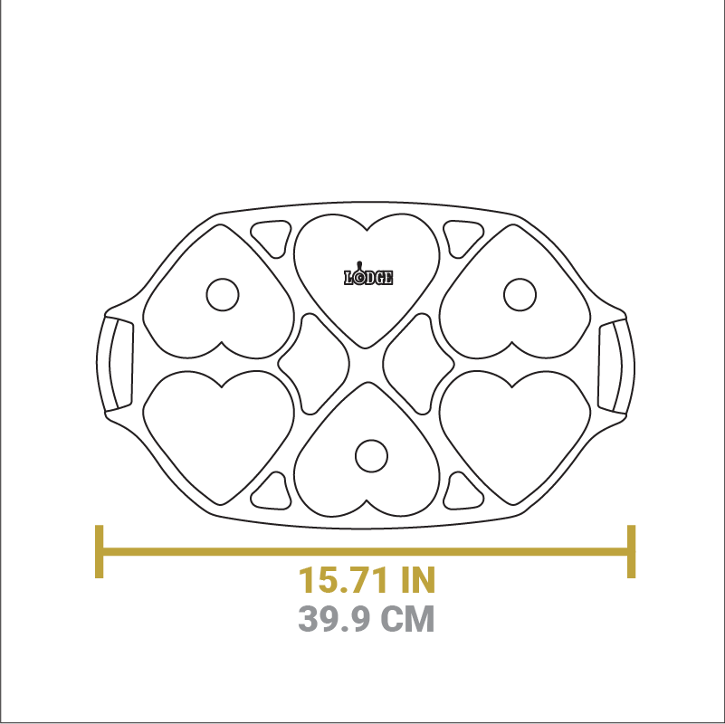 Dimensional drawing of product. Full length of pan is 15.71 inches.