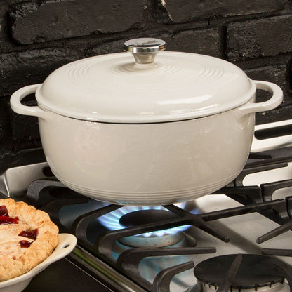 Dutch oven on stove.