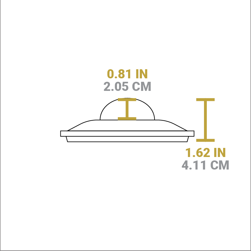Dimensional drawing of product. Total height is 1.62 inches, height of just handle is 0.81 inches.