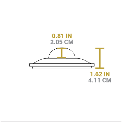 Dimensional drawing of product. Total height is 1.62 inches, height of just handle is 0.81 inches.