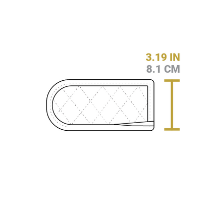 Dimensional drawing of product. Width of opening is 3.19 inches.