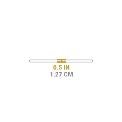 Dimensional drawing of product. Height is 0.5 inches.