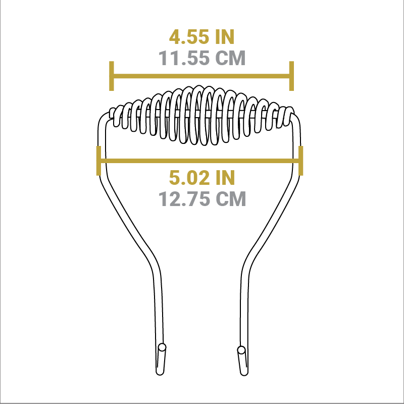 Dimensional drawing of product. Width of carry handle is 4.55 inches.