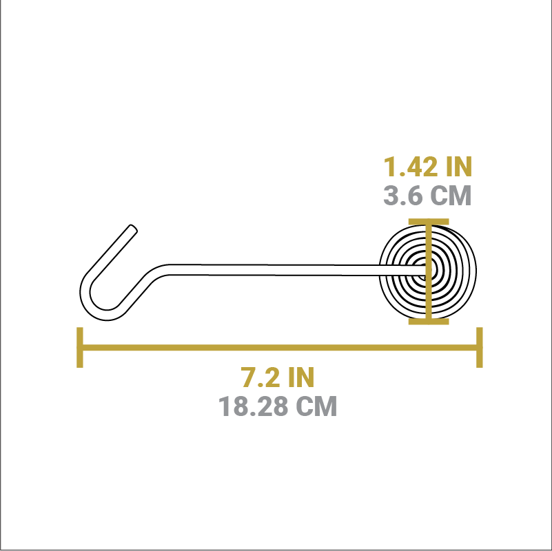 Dimensional drawing of product. Handle depth is 1.42 inches, total length is 7.2 inches.