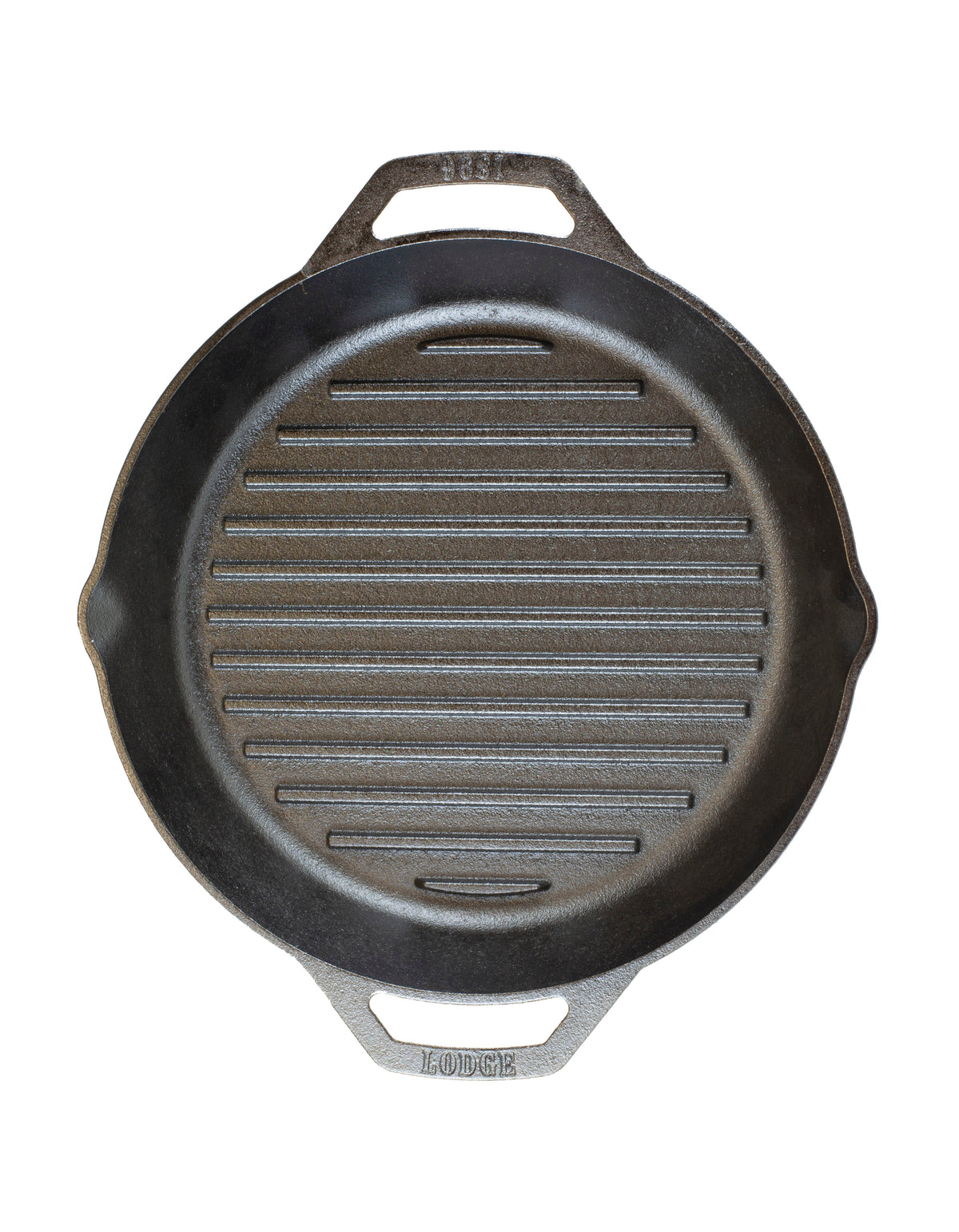Top view of pan featuring grill lines that are evenly spread out on cooking surface.