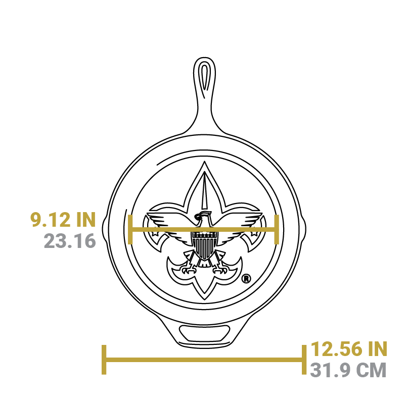 Dimensional drawing of product. Width of flat bottom is 9.12 inches, total width is 12.56 inches.