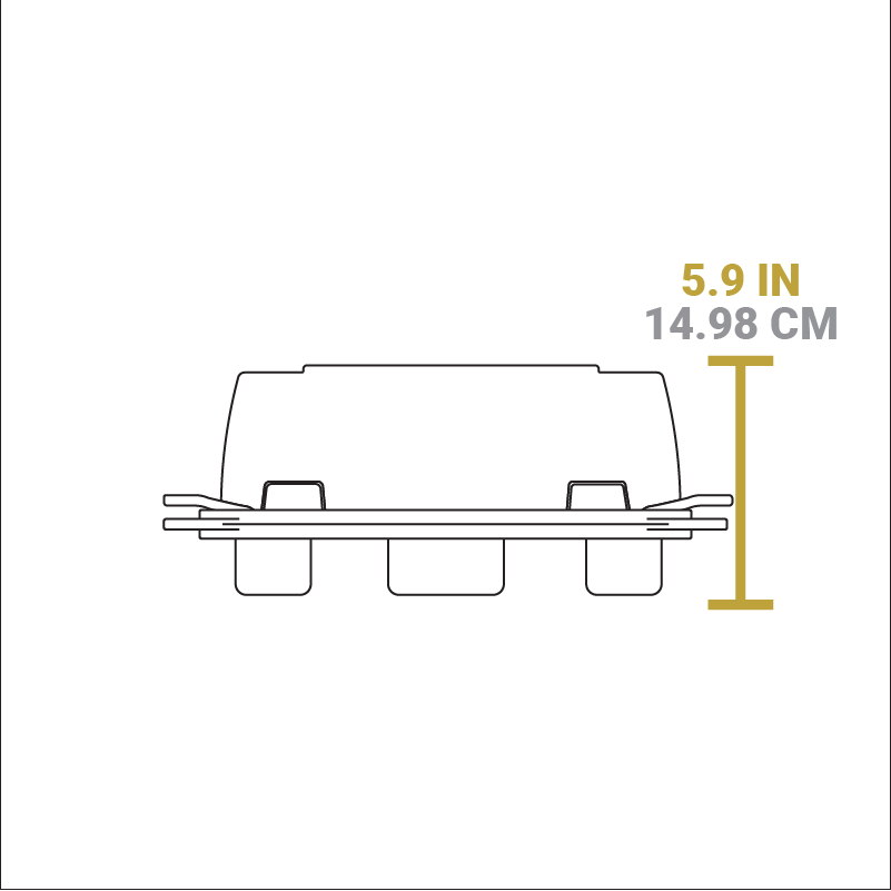 Dimensional drawing of product. Total height is 5.9 inches.