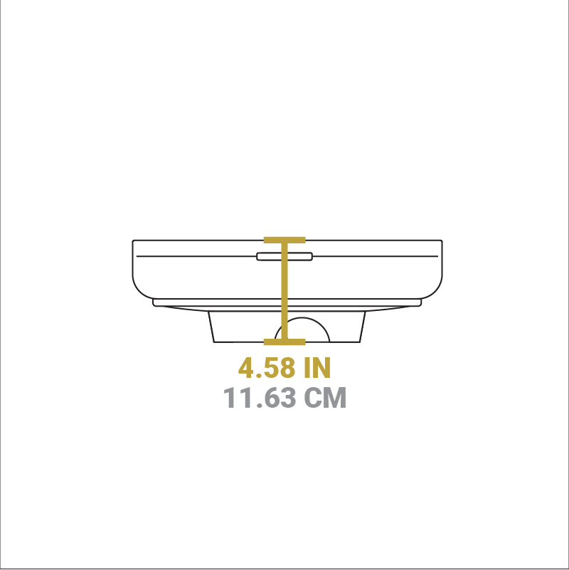 Dimensional drawing of product. The wok portion height is 4.58 inches.