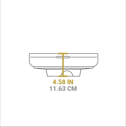 Dimensional drawing of product. The wok portion height is 4.58 inches.