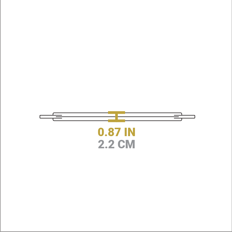Dimensional drawing of product. The griddle/grill pan portion height is 0.87 inches.