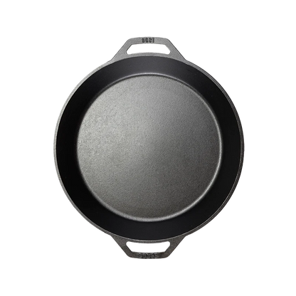 Top view of pan showing cooking surface and loop handles.
